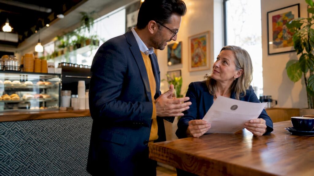 Consultation meeting between recruitment consultant and SME owner