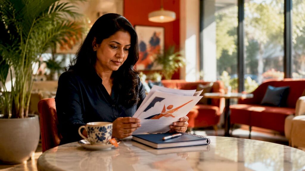 Woman reviewing employer branding documents