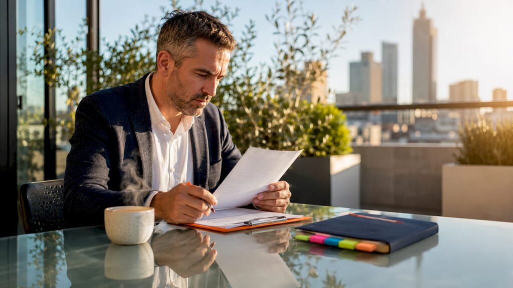 Employer reviewing resumes for permanent recruitment