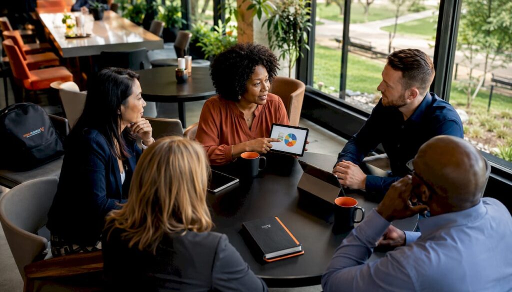 Team collaborating on hiring strategy plan