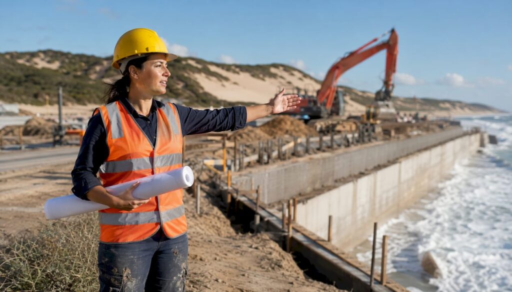 Female civil engineer at Australian construction site