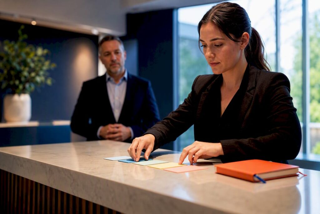 Candidate completing an admin hiring assessment