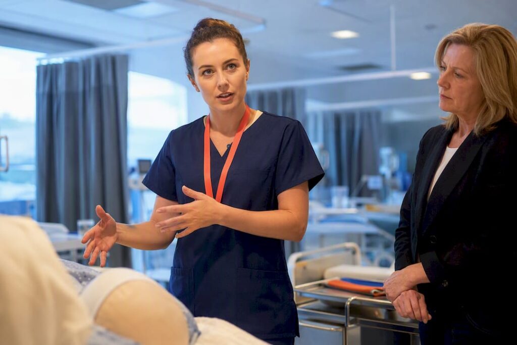 Nurse candidate during clinical assessment