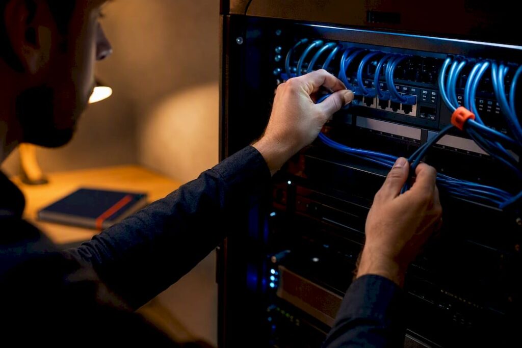 Candidate completing an IT troubleshooting assessment