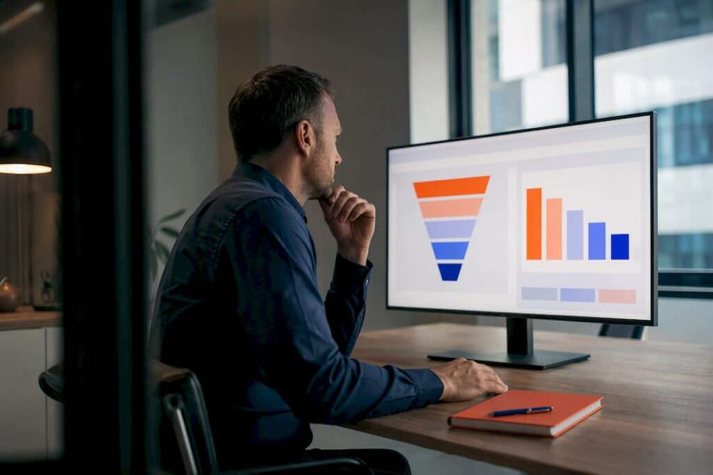 Hiring manager reviewing recruitment funnel metrics