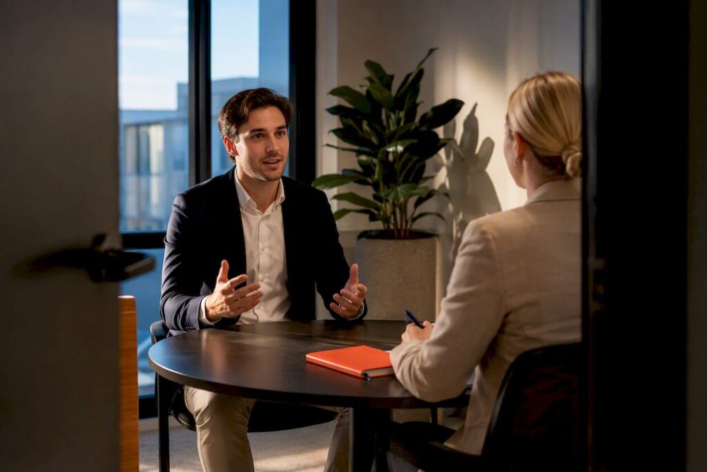 Sales candidate completing interview role play