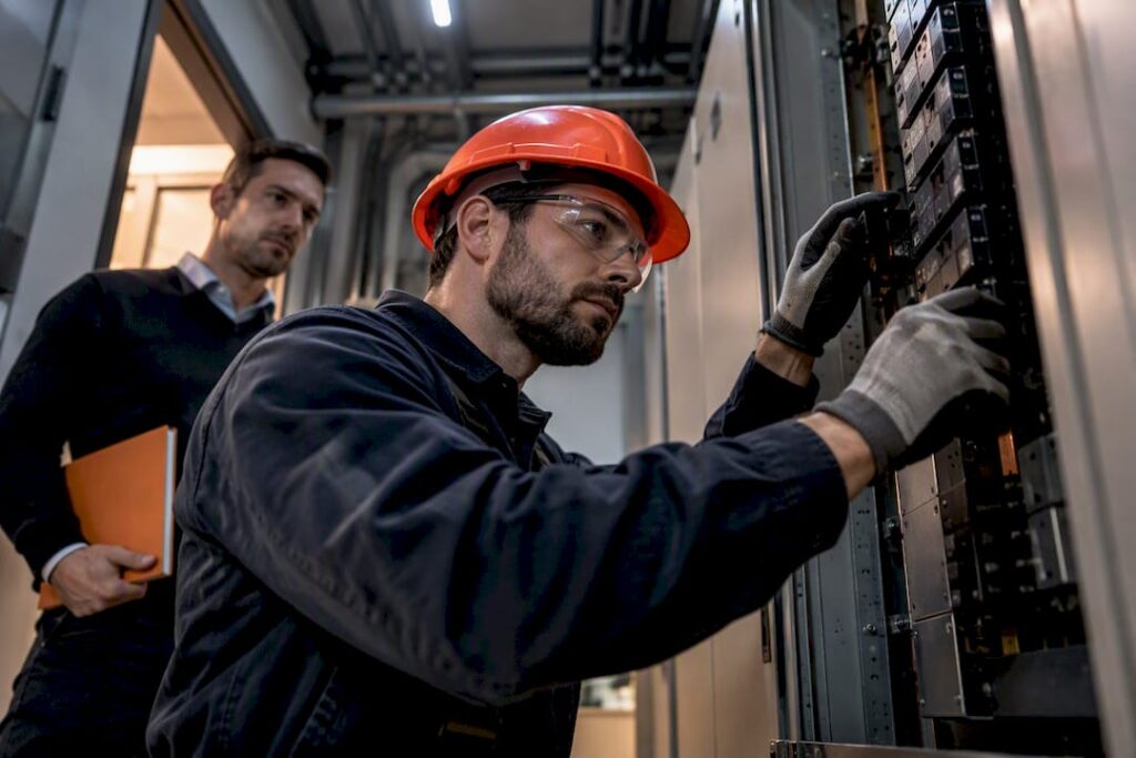 Electrician candidate during site assessment