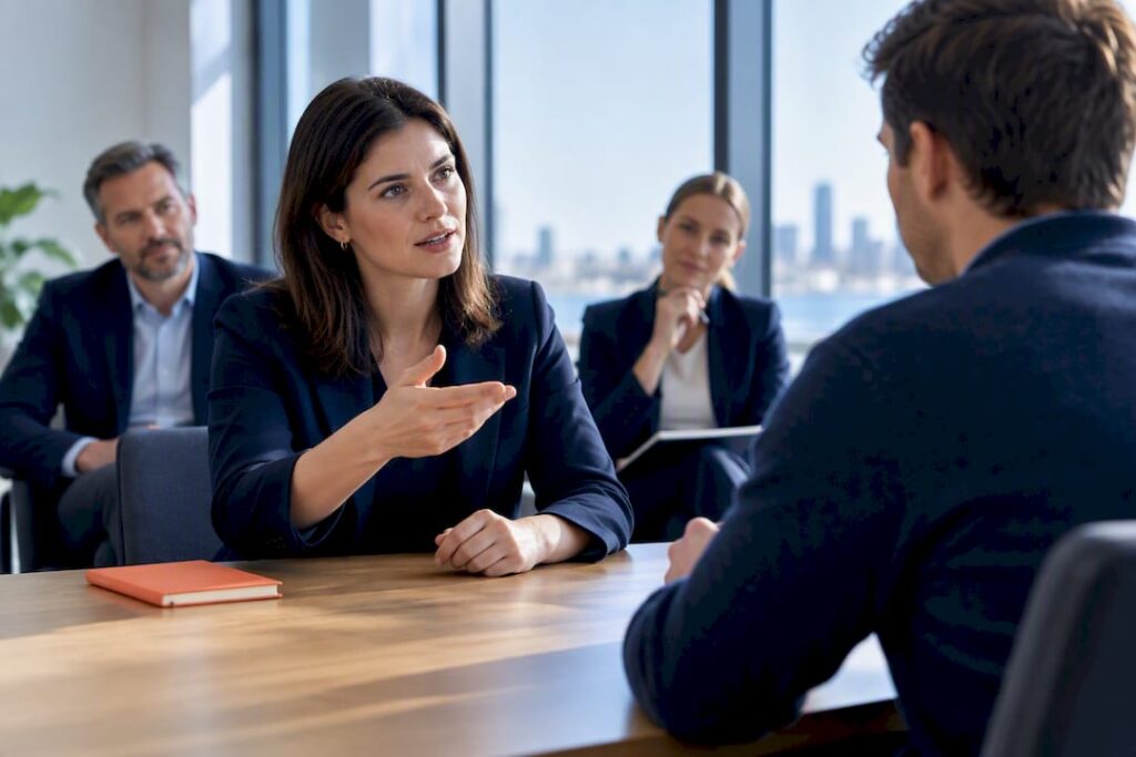 Candidate completing sales coaching interview exercise