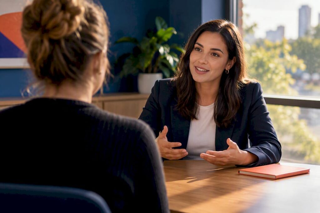 Recruiter giving respectful interview feedback