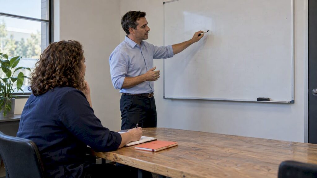 Candidate explaining an engineering problem in an interview