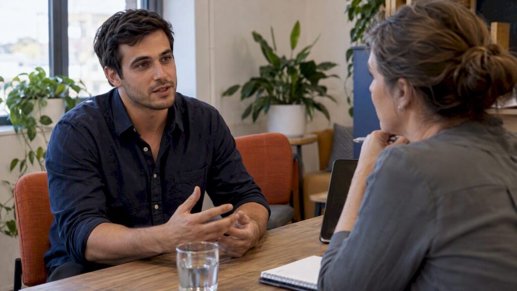 Candidate answering a sales interview question