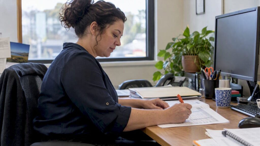 Hiring manager marking a selection criteria matrix